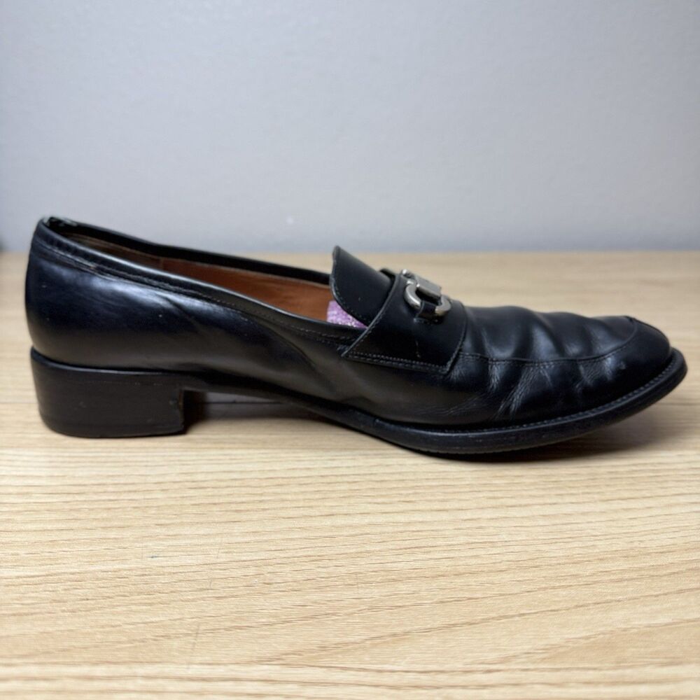 Salvatore Ferragamo Horsebit Loafers Womens 7.5 B Leather Black Office Event - Picture 6 of 13